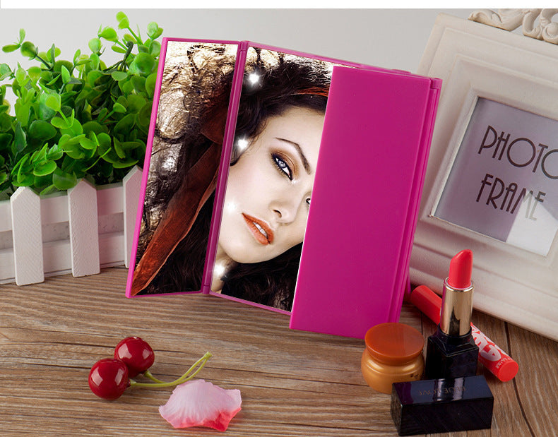 LED Tri-Fold Makeup Mirror with Lights – Portable Vanity Mirror"