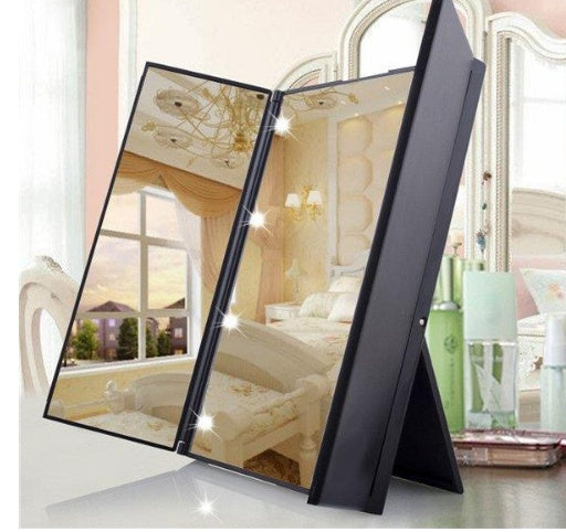 LED Tri-Fold Makeup Mirror with Lights – Portable Vanity Mirror"