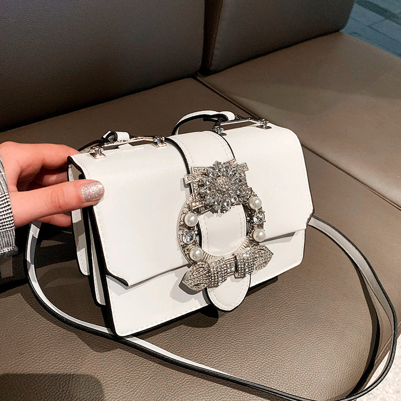 "Elegant Diamond Buckle Shoulder Bag"
