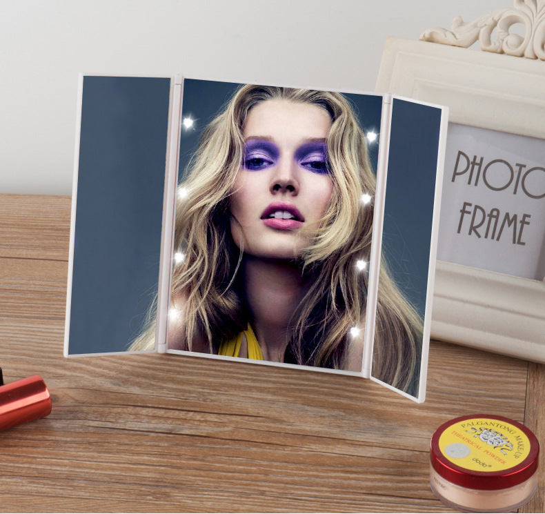 LED Tri-Fold Makeup Mirror with Lights – Portable Vanity Mirror"