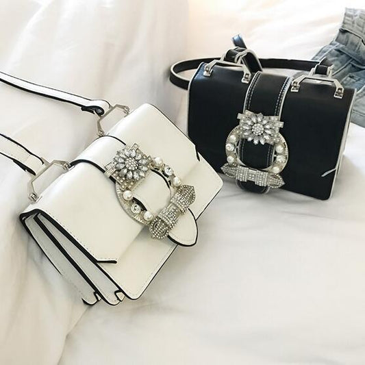 "Elegant Diamond Buckle Shoulder Bag"